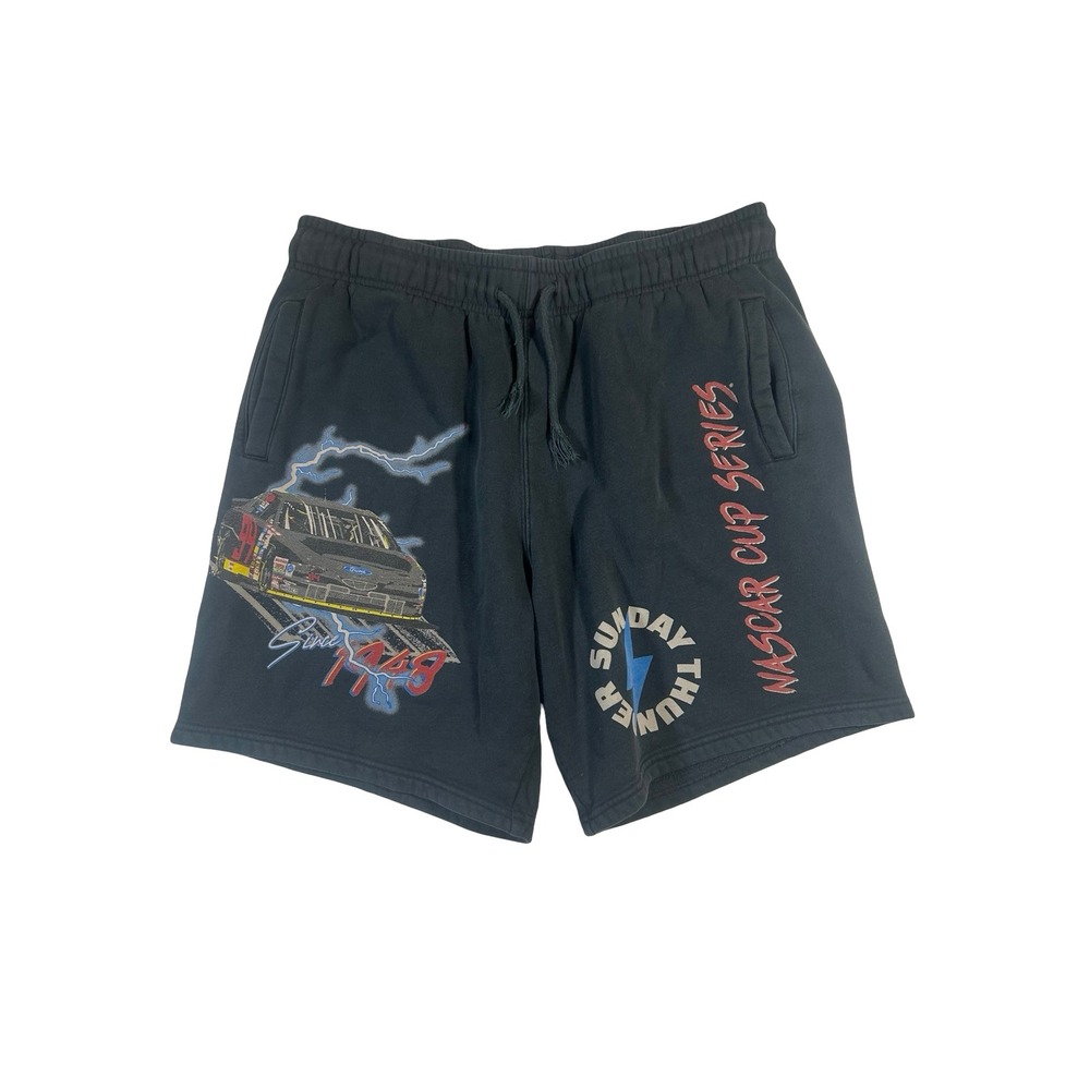NASCAR Cup Series Sunday Thunder #17Fleece Shorts Mens Large Black Graphic Sweat